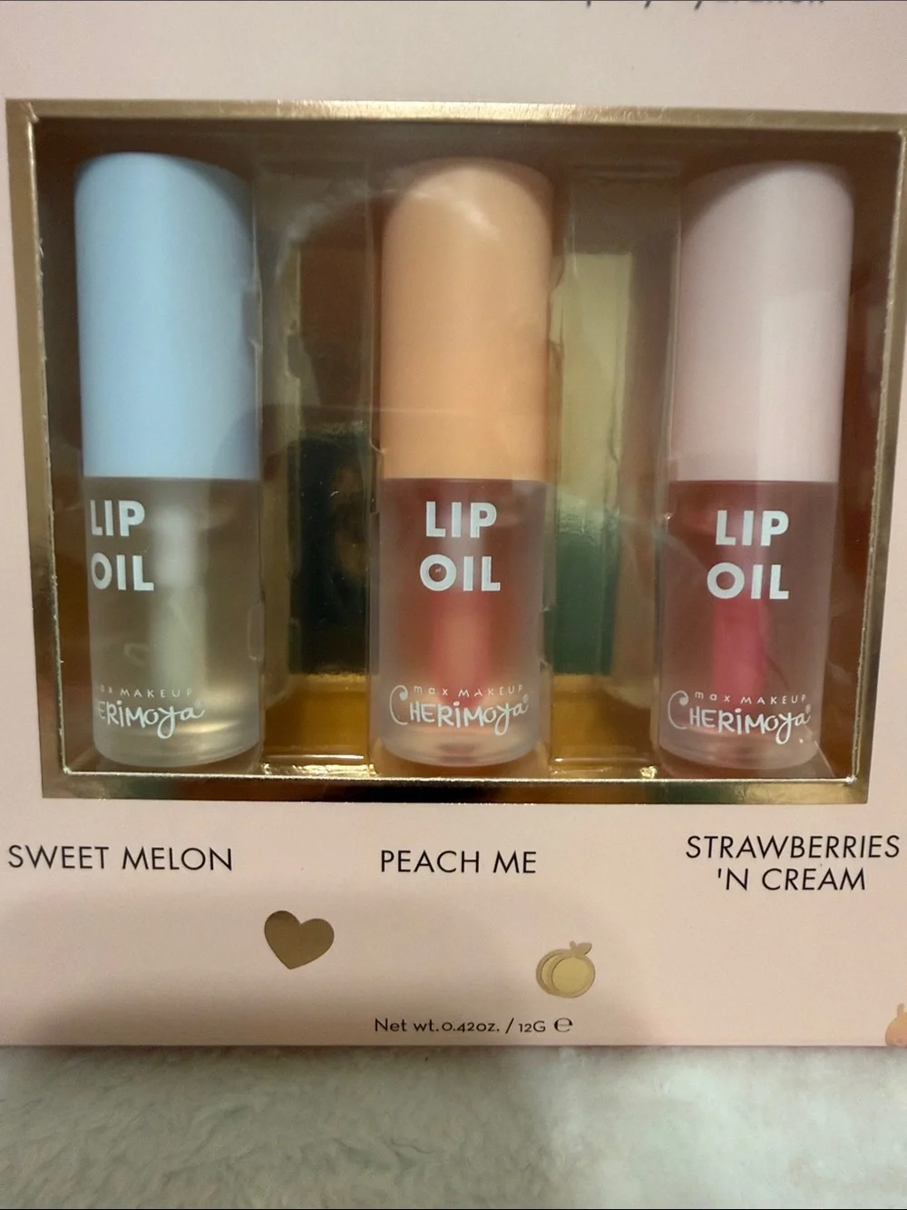 5 Cherimoya Juicy Lip Oil Set - Peach Scented (Pink)